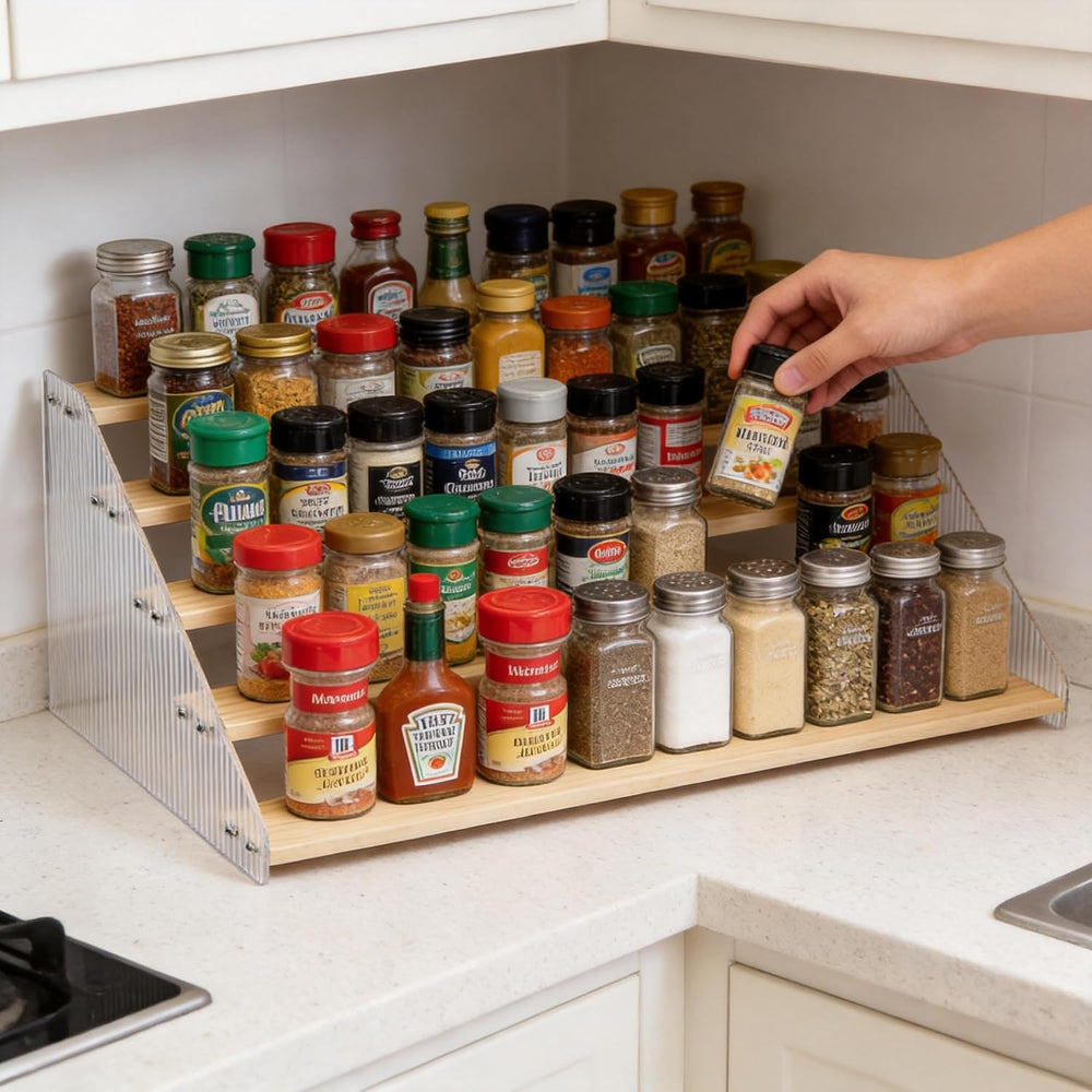 Tiered Spice Rack Organizer for Countertop & Cabinet, 5-Tier 19.9in Kitch...