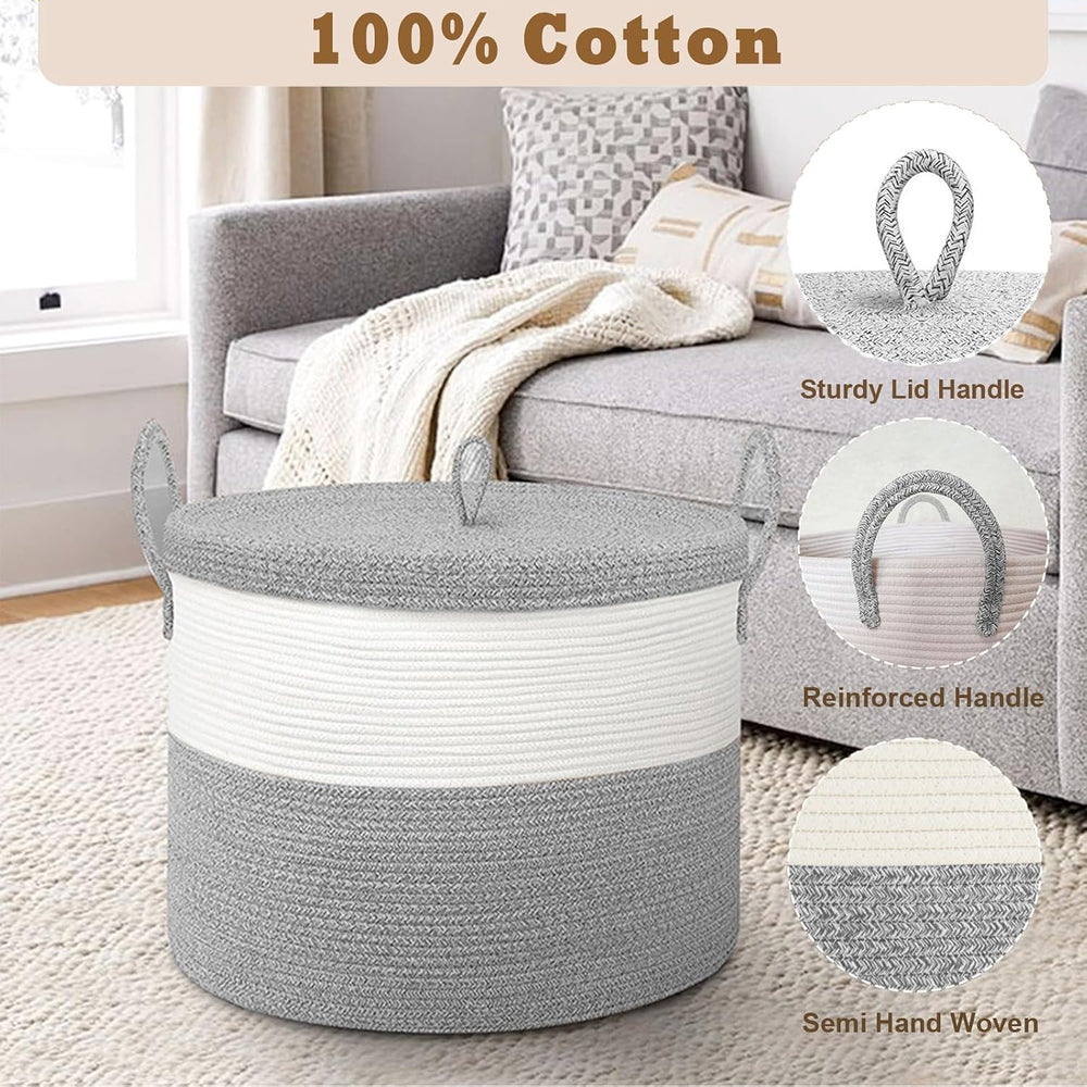 21" x 18" Extra Large storage baskets,Decorative blanket basket wit...