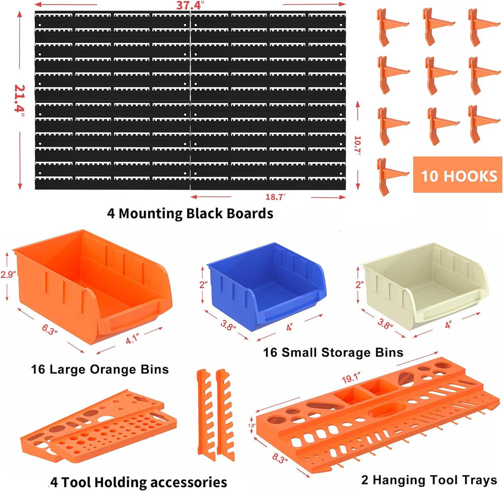 52PCS Wall Mounted Storage Bins Garage Storage Drawers with 4PCS Wall Mountin...
