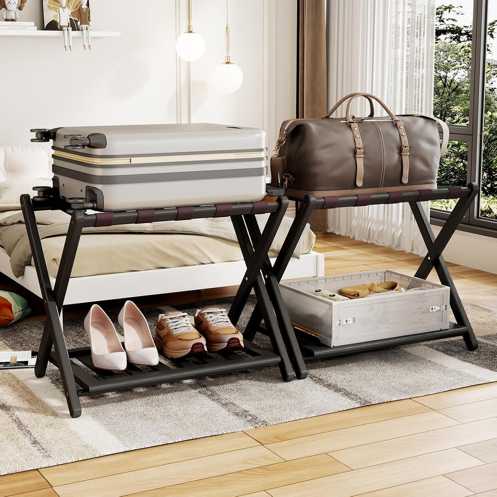 Full Assembled 26.77"L Luggage Rack for Guest Room, Set of 2, Black