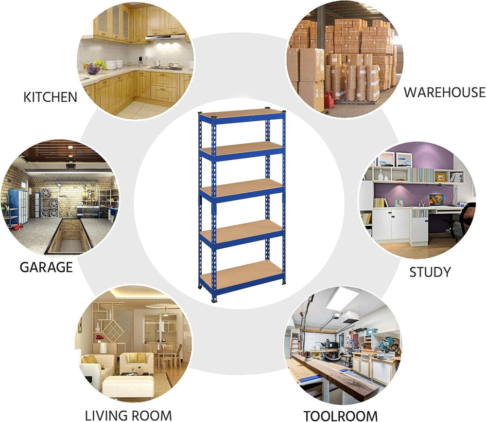 Topeakmart 5 Tier Metal Storage Shelving Unit, 27.5x12x60 Inch, Blue