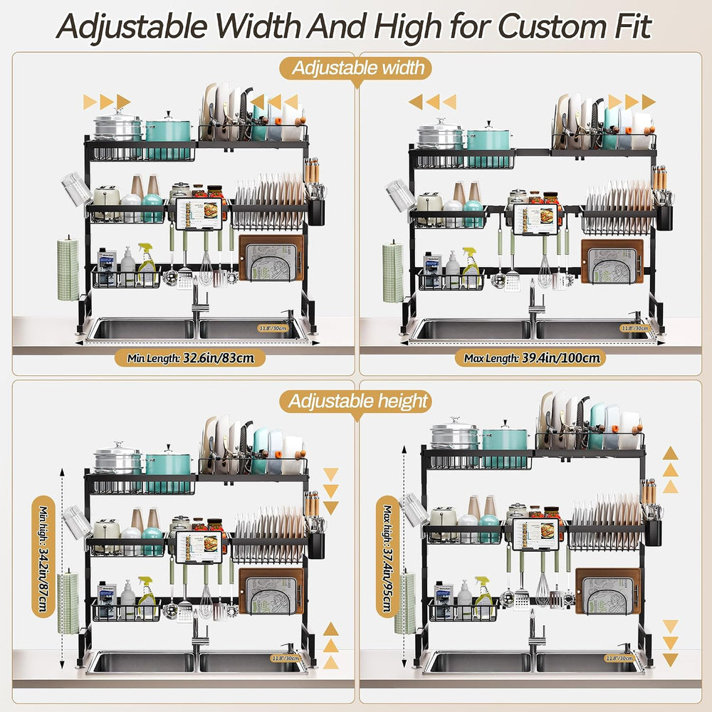 ADBIU Over Sink Dish Drying Rack (Expandable Height/Length) Snap-On Design La...
