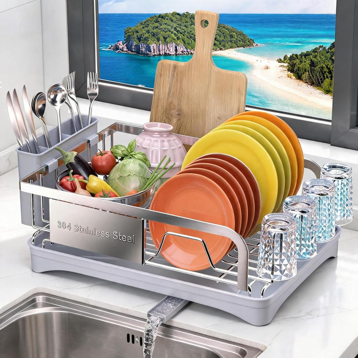Godboat Dish Drying Rack -304 Stainless Steel Dish Rack for Kitchen Counter