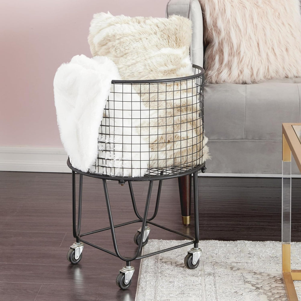 CosmoLiving by Cosmopolitan Metal Storage Cart Deep Set Rolling Mesh Laundry ...