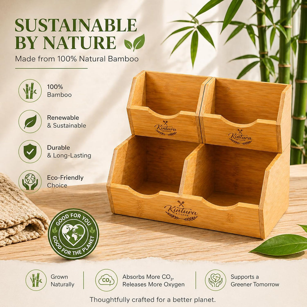 Stackable Bamboo Pantry Storage Bins, Potato Onion Storage Organizer, 3-Tier ...