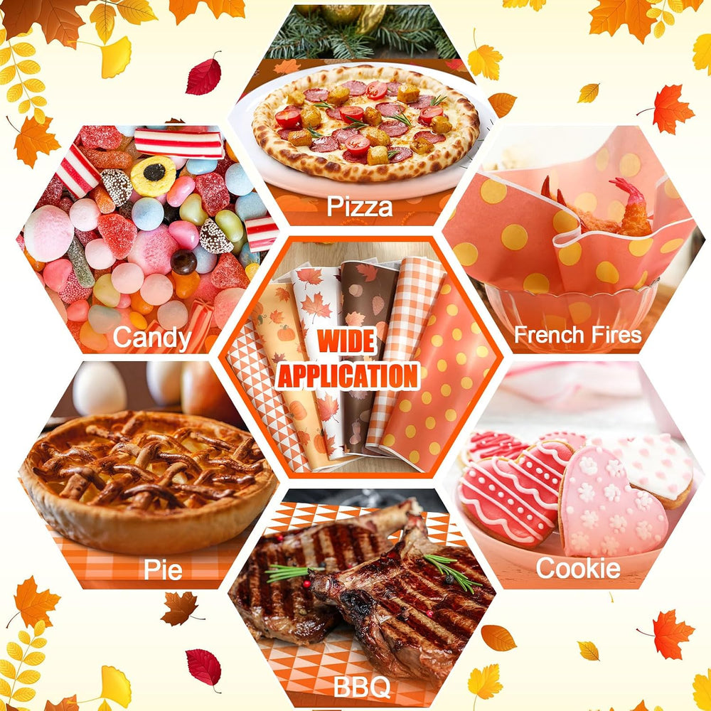 Ireer 600 Pcs Fall Deli Paper 12x12 Wax Parchment Waterproof Sheet for Food