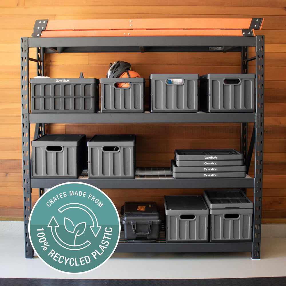 CleverMade Collapsible Storage Bins With Lids, 62L 3 Pack, 100 lb, Ocean