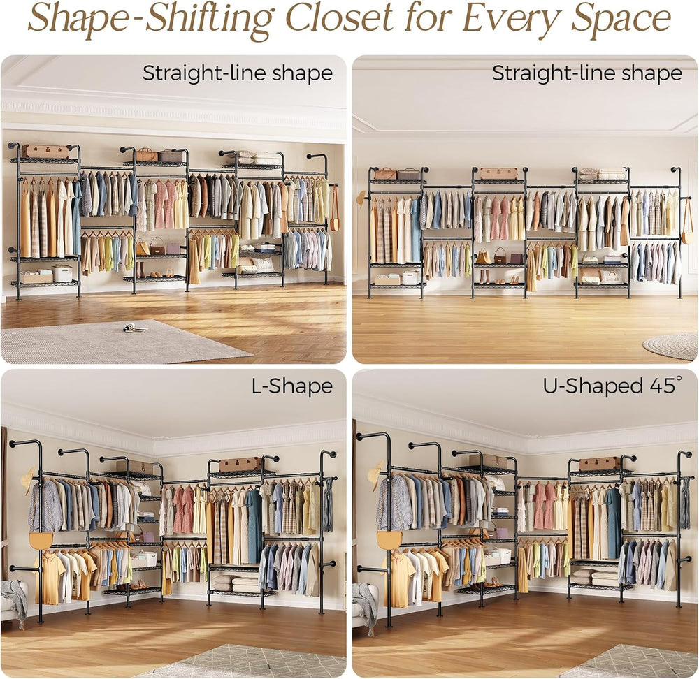 Closet Organizers and Storage, 6-Row Heavy Duty Clothes Rack for Hanging Clot...