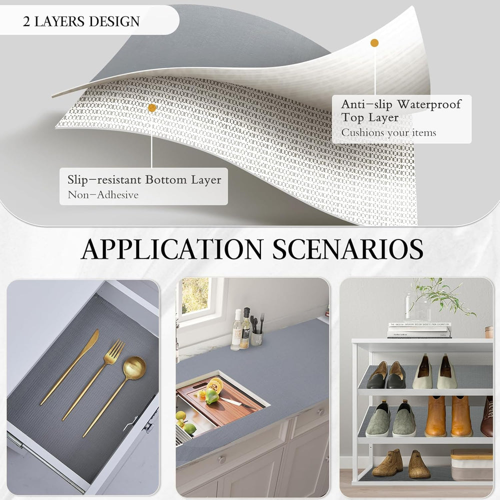 Beautysaid Shelf and Drawer Liner for Kitchen Cabinet Non Adhesive Non Slip