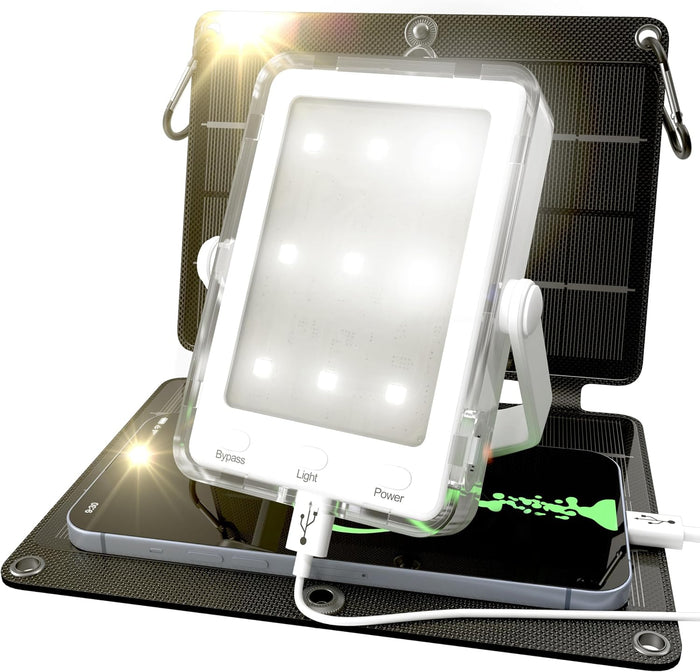 PRAANA 3in1 Emergency Survival Kit: Flashlight & Power Bank & 7W Solar Panel Charger | USB-C or Solar | Be Prepared for Power Outage & Disaster, NextGen Lantern for Camping & Walks | IP68 Waterproof