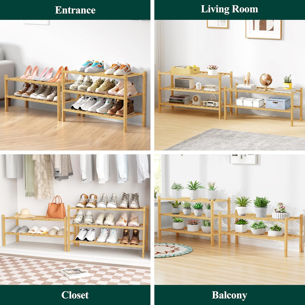 Smiry Bamboo Shoe Rack for Closet, 6 Tier - 26.77" Wide, Natural