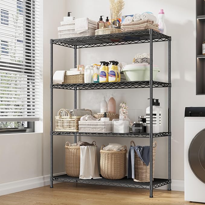 4- Shelf Metal Shelving Unit Adjustable Storage Shelves Heavy Duty Garage