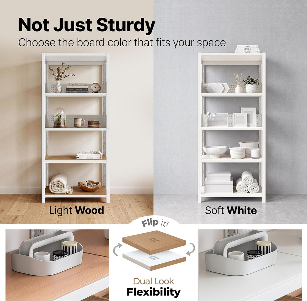 HOMEDANT House White 24" W 5 Tier Rolling Pegboard Storage Cart Wheels