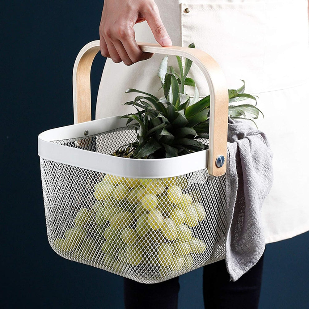 AJIODA 3 Pack Metal Mesh Steel Basket, Storage Organizer Basket Multi-functio...