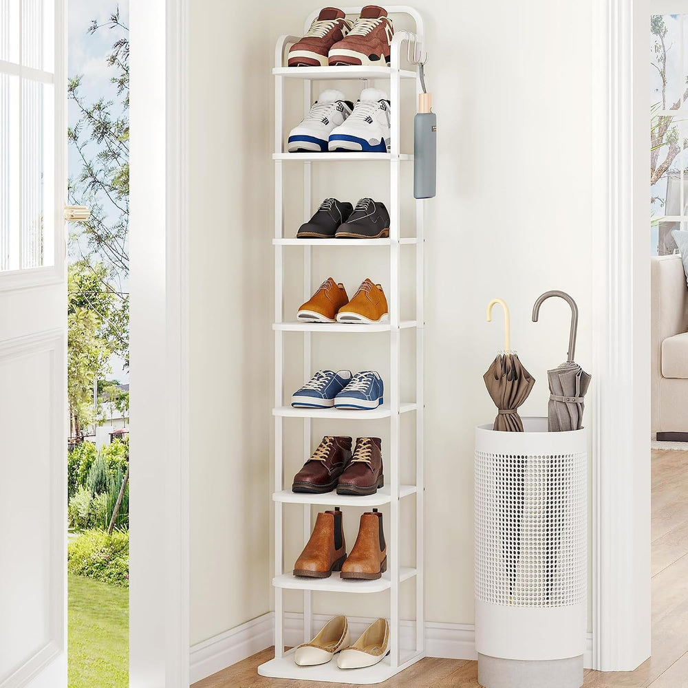 Hzuaneri 8 Tiers Vertical Shoe Rack, Narrow Shoe Tower, Tall Shoes Shelf with...