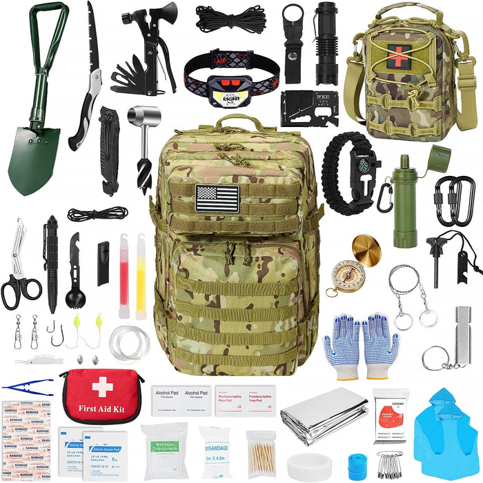Survival First Aid Kit,99PCS Professional Survival Gear Large Hiking Backpack with Emergency Equipment Outdoor Adventure Accessories,Gift for Men Father