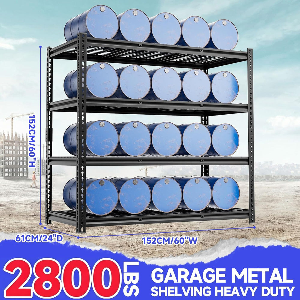 4-Tier 60" W X 24" D X 60" H Garage Shelves 2800LBS Heavy Duty...