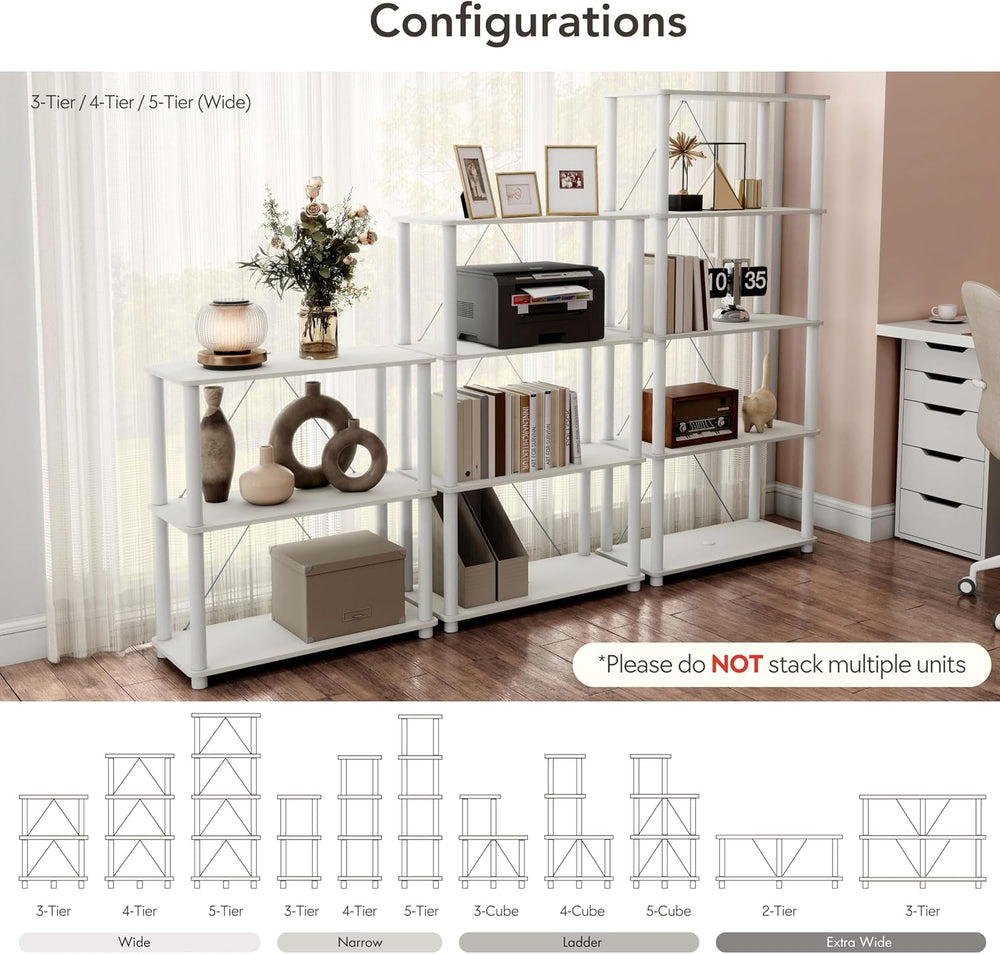 Homes: Inside + Out Apexa Modern 4-Tier Wide Shelving Units, Collectibles Dis...