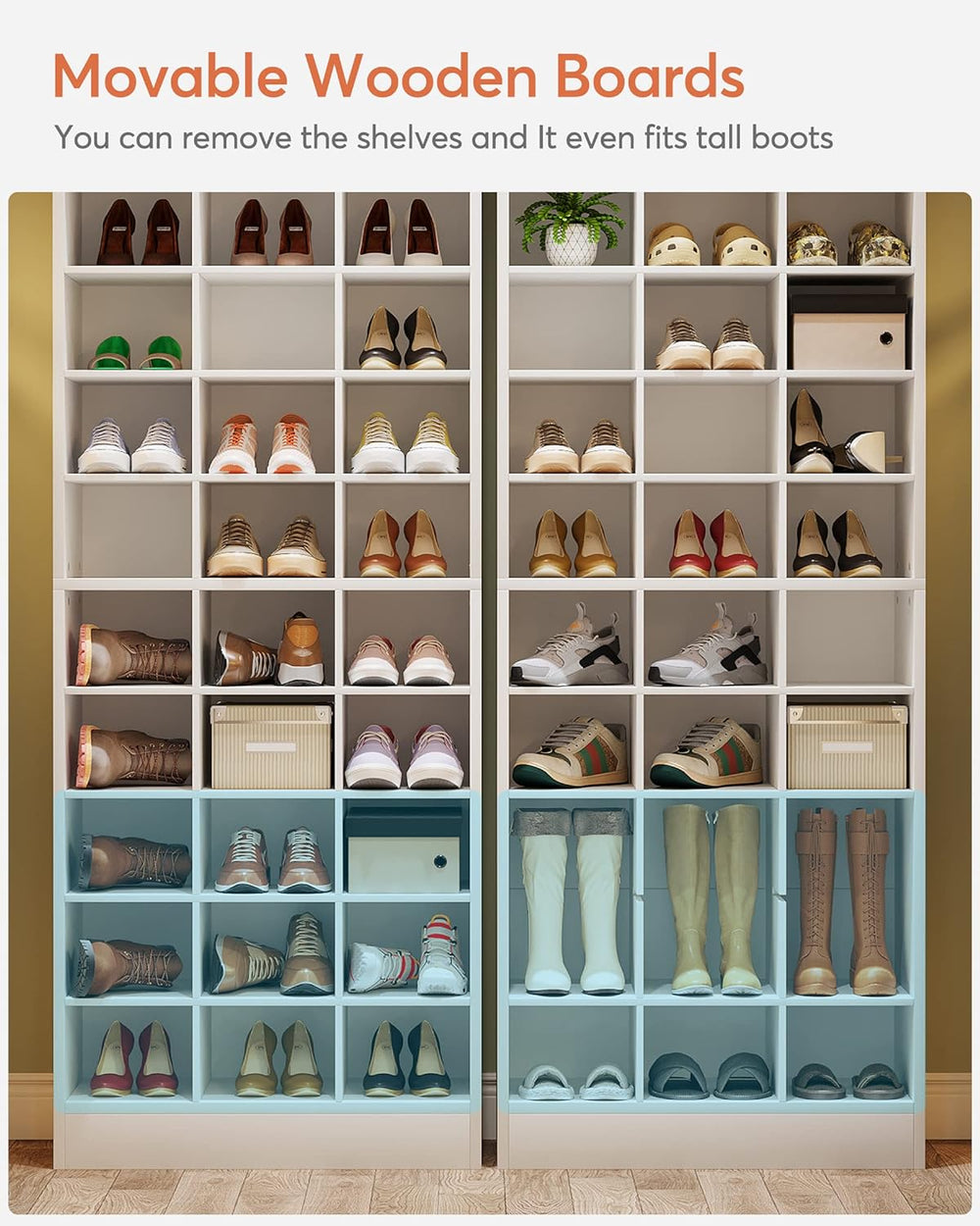 Tribesigns 10-Tier Shoe Storage Cabinet, White Wooden Shoe Rack with 30 Cubbi...