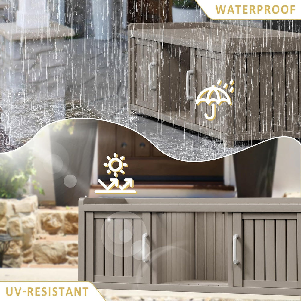 Storage Bench - Waterproof Resin Shoe Bench with Adjustable Shelves - Indoor ...