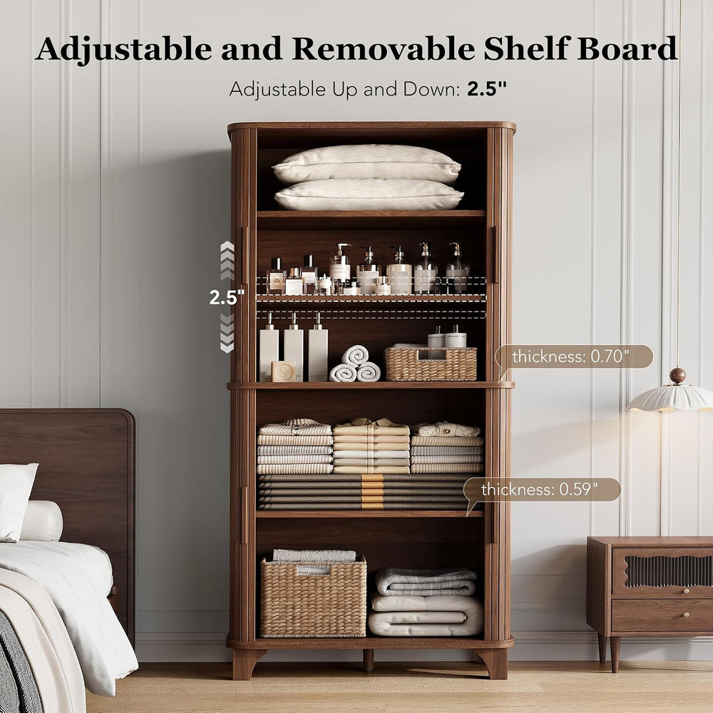 Decofy 69" Tall Kitchen Pantry Storage Cabinet with Sliding Door, Modern...
