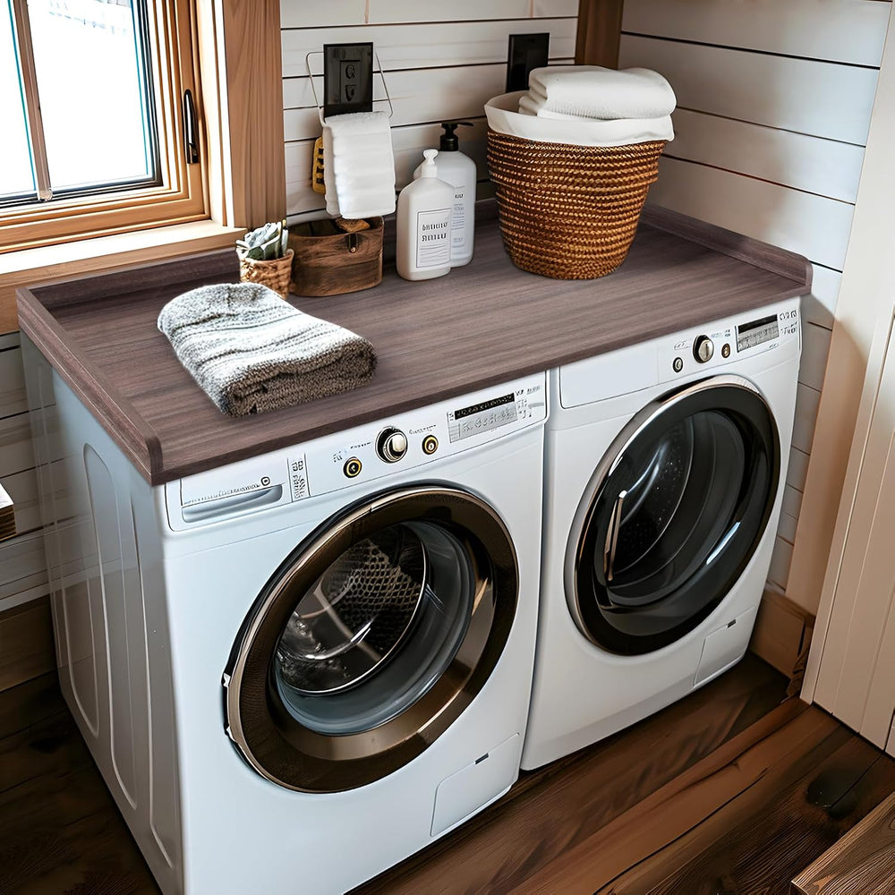 Kaboon Washer Dryer Countertop, Melamine Countertop with Edge Rails - 27.5&qu...