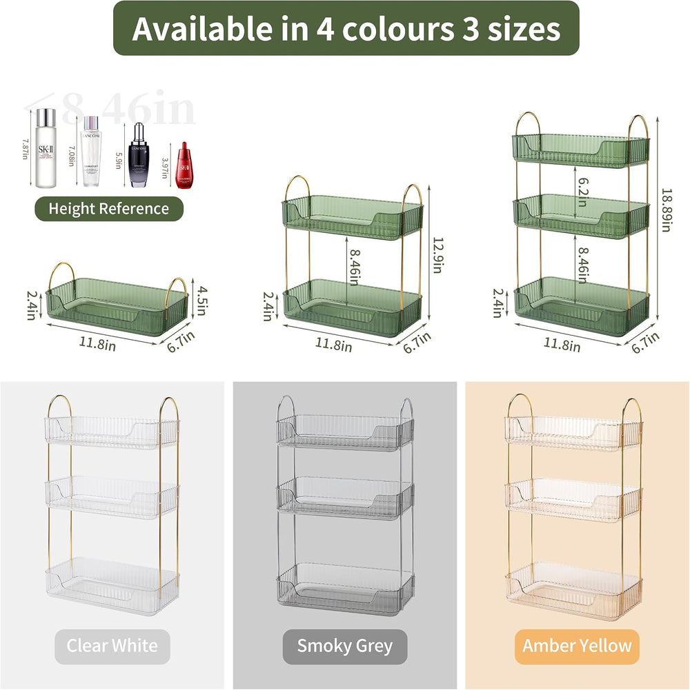 Akinbas 3 Tier Bathroom Organizer Countertop Makeup Perfume Tray Skincare Org...