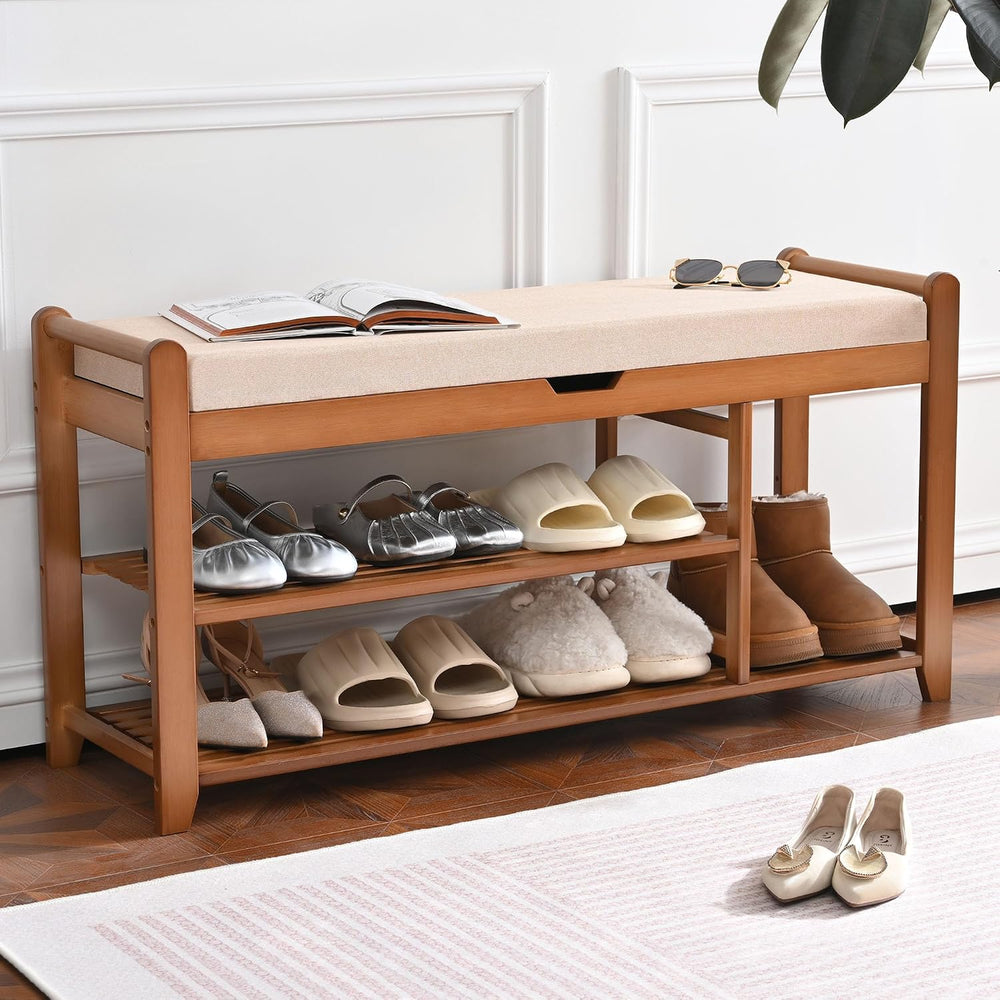 39.4in Shoe Bench with Coat Rack, Entryway Shoe Rack Organizer for Hallway