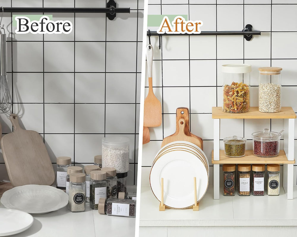 4 Pcs Kitchen Organizer Accessories Set for Cabinet, Wood, 11.8 x 7.9''