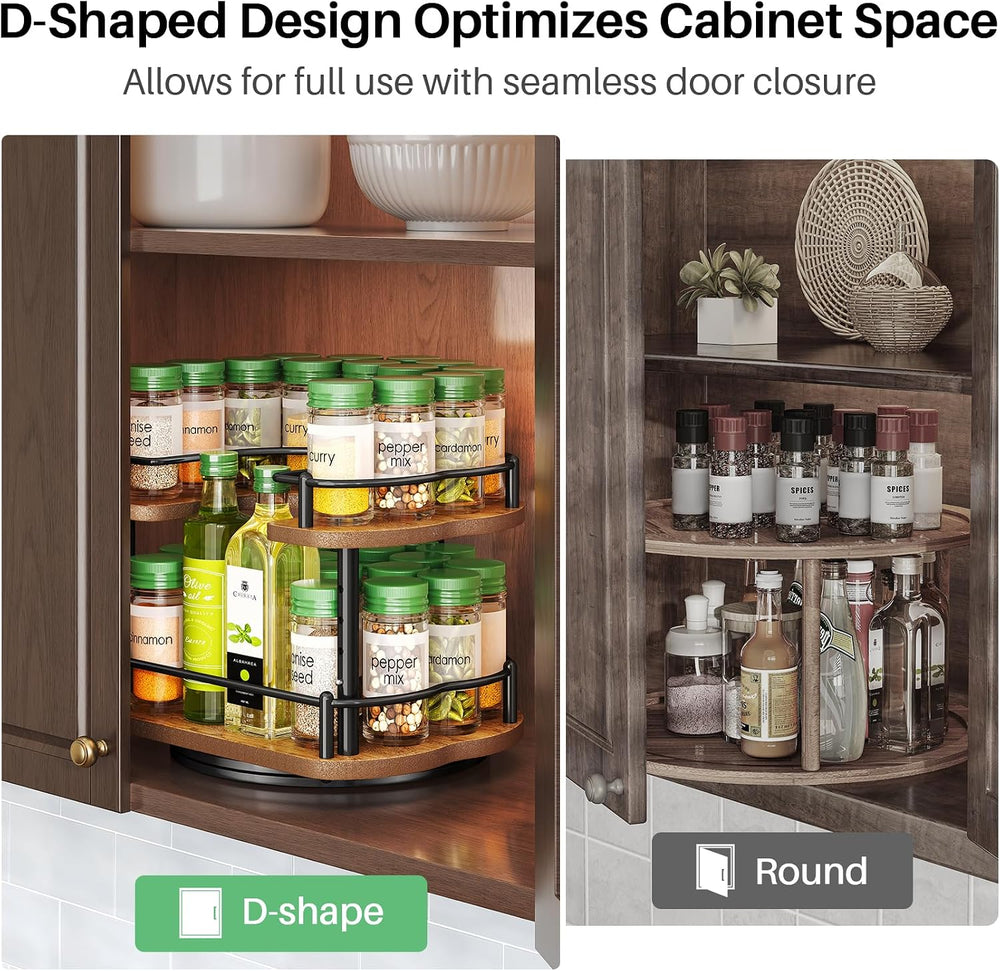 SNTD Spice Organization for Cabinet, Lazy Susan Spice Rack, 10 in, Black
