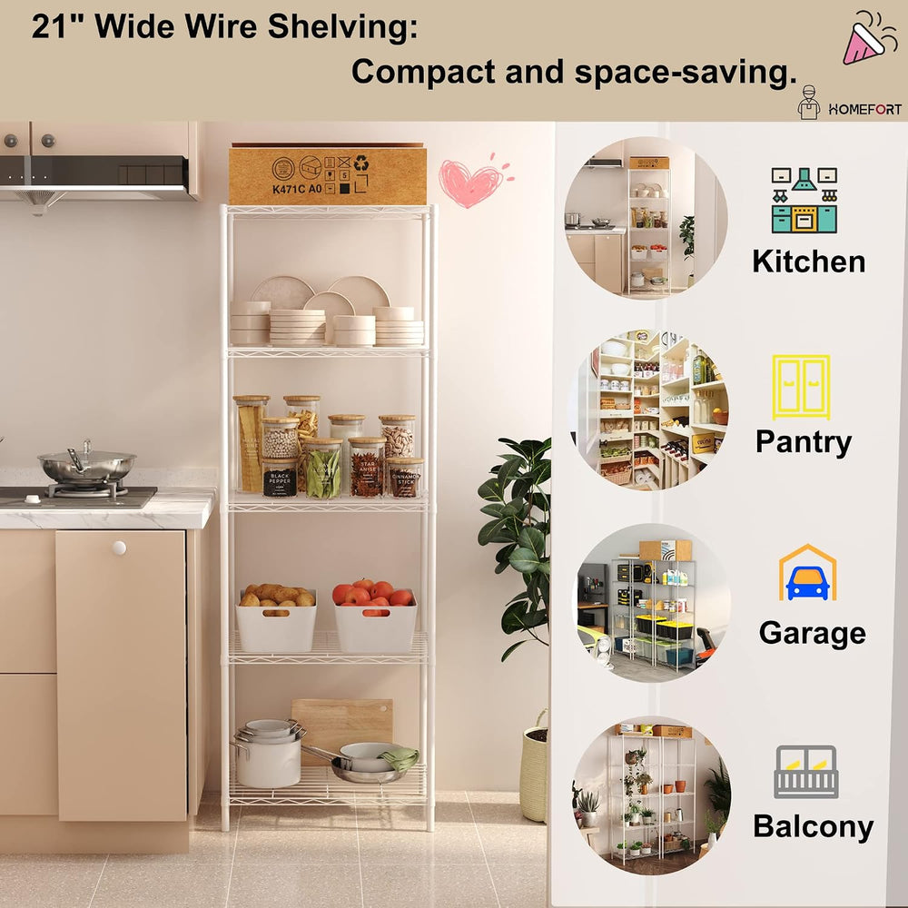 HOMEFORT 5-Tier Wire Shelving 5 Shelves Unit Metal Storage Rack Durable Organ...