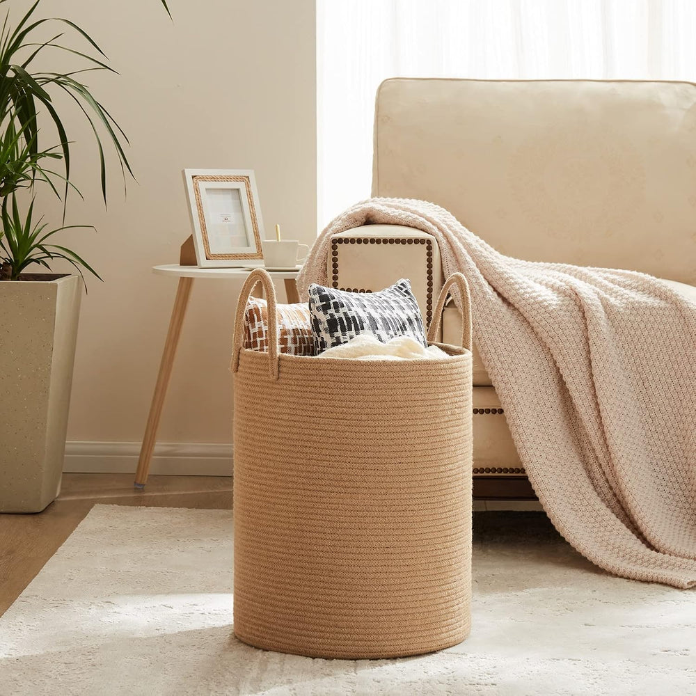 Fiona's magic Jute Rope Laundry Hamper, 72L Tall Blanket Storage