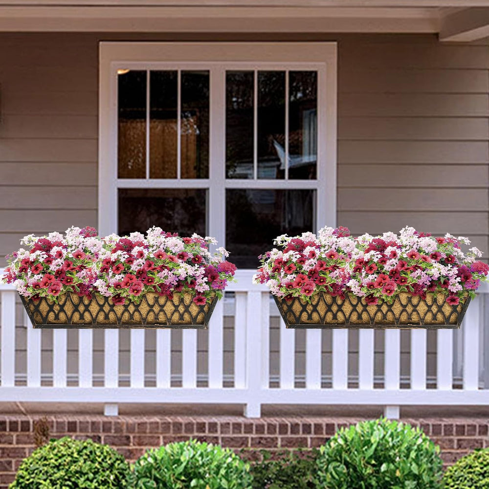 4 Pack 24 Inch Window Boxes Planters Railing Planter Box with Adjustable Brac...