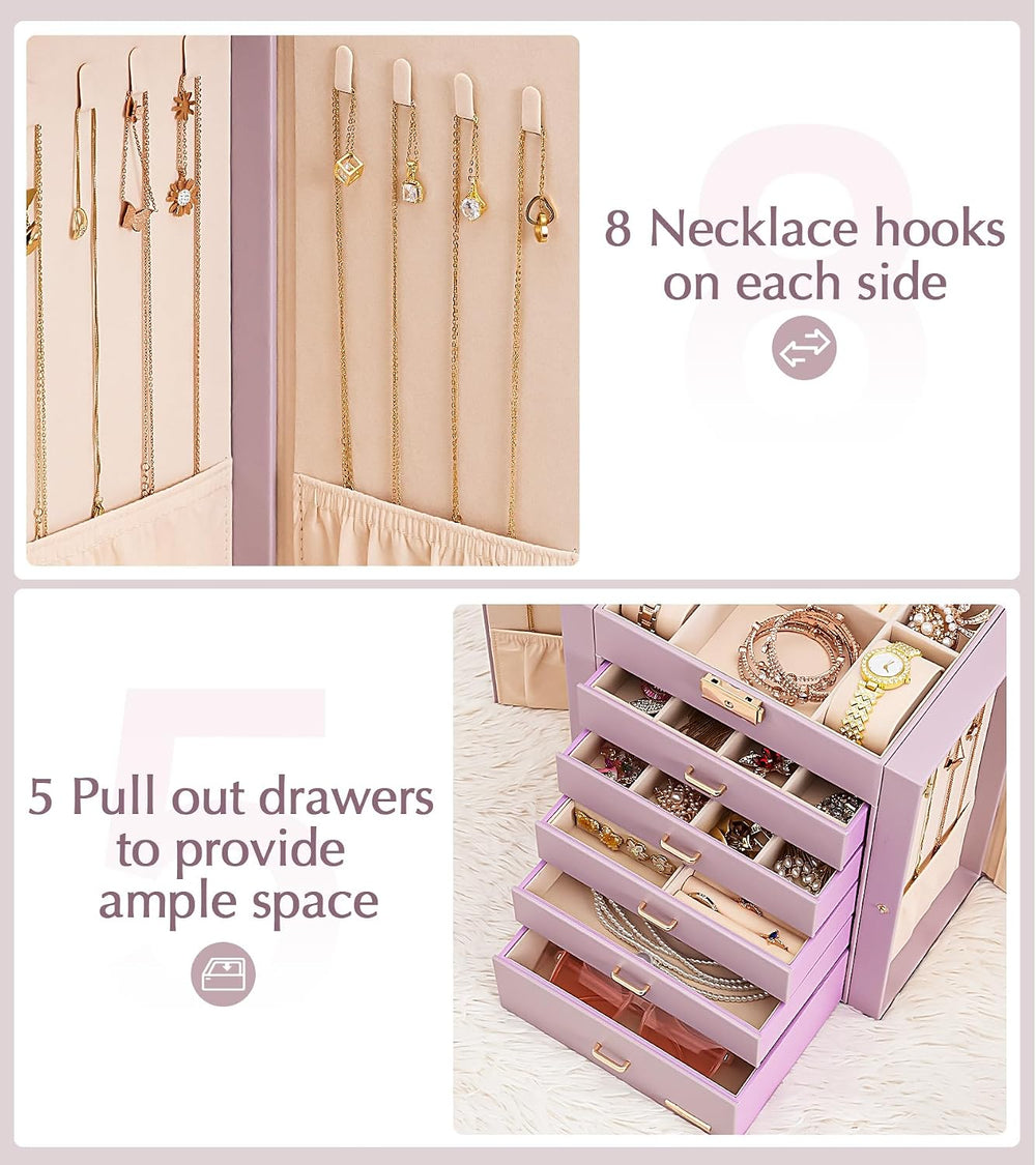 Homde Jewelry Box Large for Women: 6 Layers Organizer with 5 Drawers