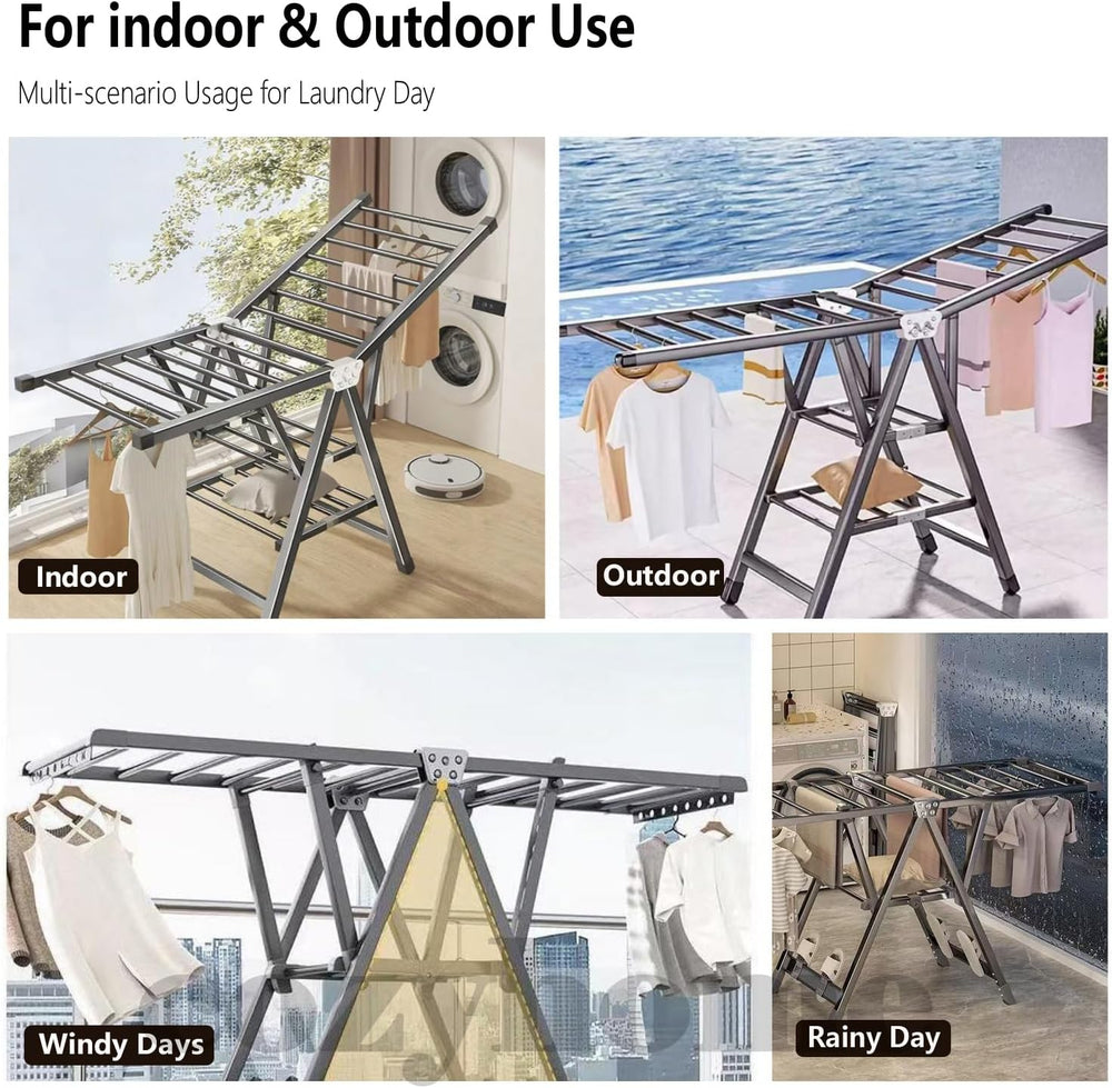 71" Foldable Clothes Drying Rack, Heavy Duty Laundry Drying Rack with Wh...