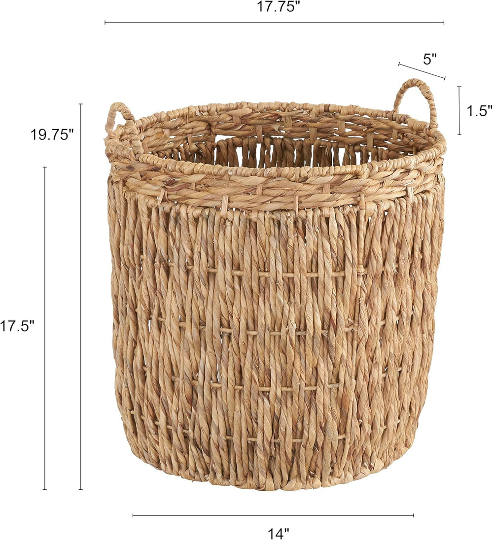 Household Essentials Tall Wicker Floor Basket, Woven Decorative Basket with H...