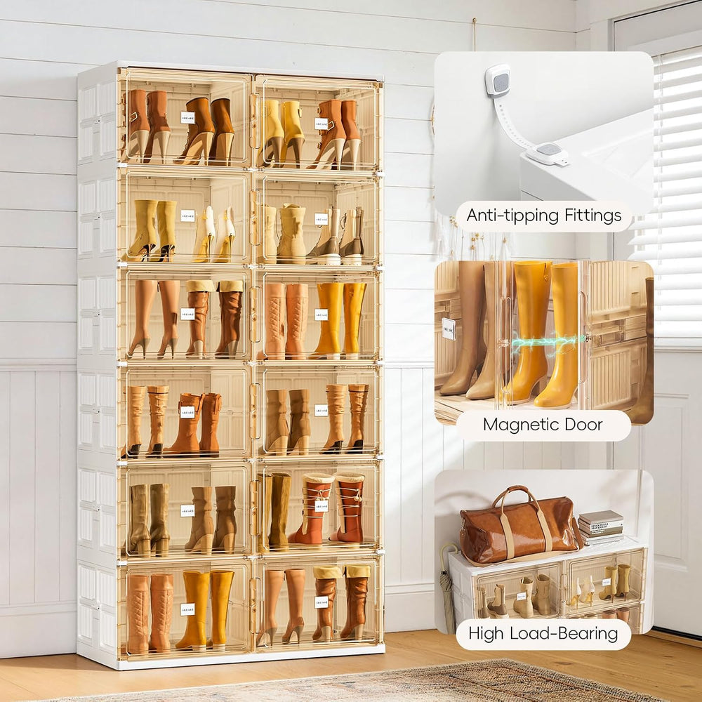 JEKO&JEKO Foldable Boot Storage Cabinet with Magnetic Doors,5-Tier Double...