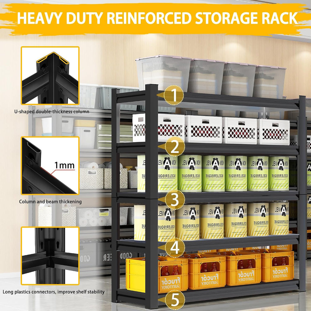 Heavy Duty Garage Shelving Units and Storage, 3000LBS 5 Adjustable Levels, 48...