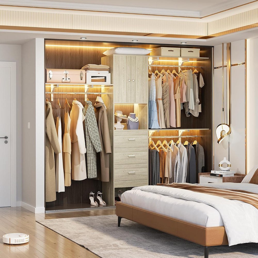 Armocity 96 Inches Closet System with Doors, 8FT Walk In Closet Organizer wit...