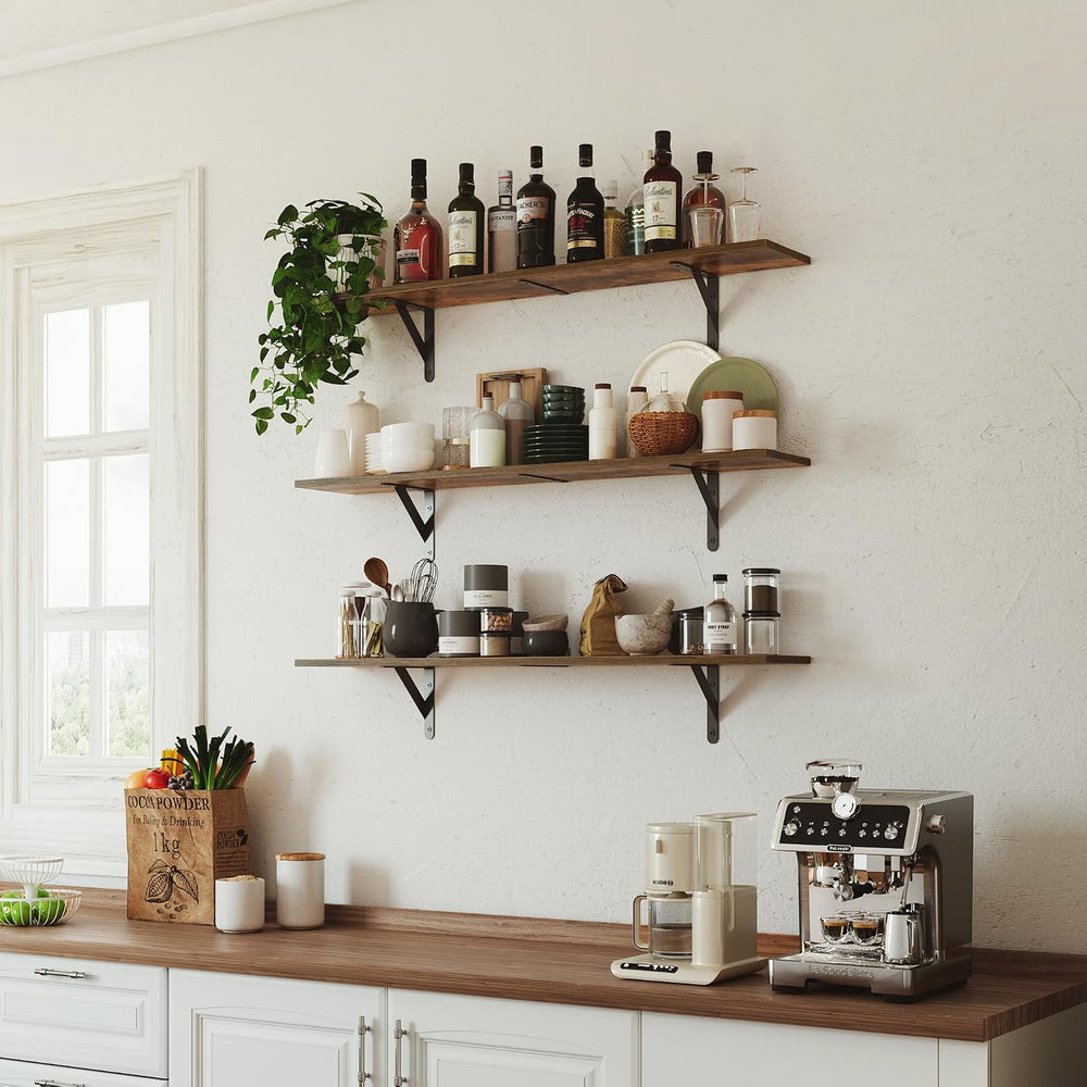 WOPITUES Long Wall Shelves 32″W x 8″D, Floating Book Shelves Max Load 65lbs