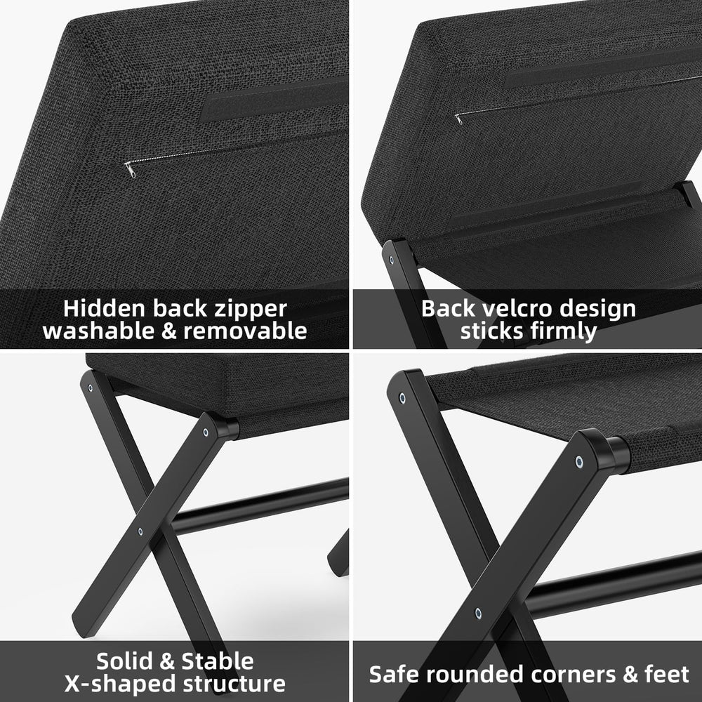 BAMBOOHOMIE Foldable Foot Stool Ottoman, Small Padded Foot Rest with Bamboo X...