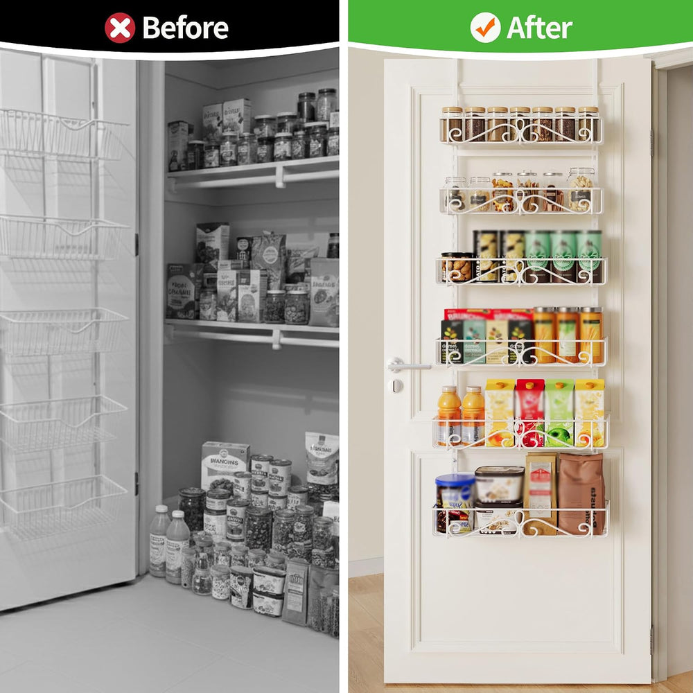 6-Tier Over Door Pantry Rack, Heavy Duty Storage Shelf for Laundry