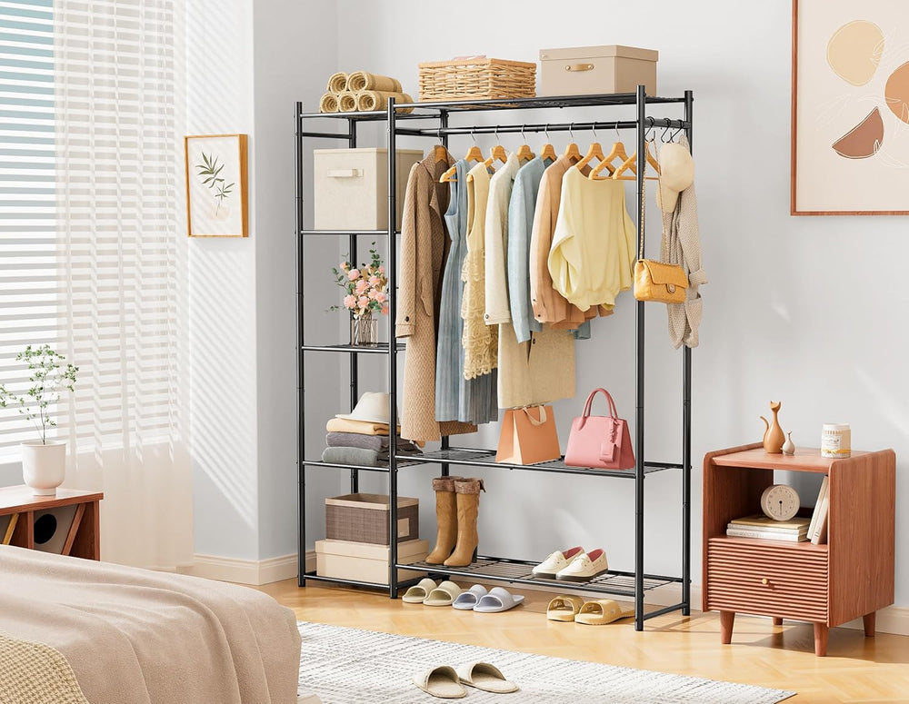 HOMIDEC Wardrobe Closet,Portable Clothes Rack with 4 Tiers Shelves