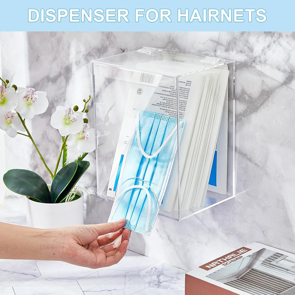 Kathfly 4 Pcs Acrylic Hairnet Dispenser, Wall Mount Acrylic Storage