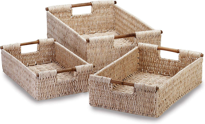 Zingz & Thingz Surf's Up Collection 3-Piece Nesting Baskets Storage Set, 21x14.5x6.5, Corn Husk, 3 Piece
