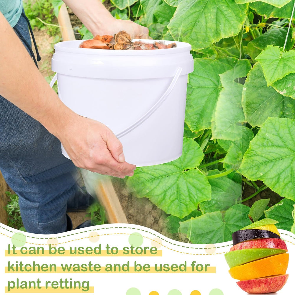 Leinuosen Plastic Bucket with Handle and Lid Durable Heavy Duty Food Safe Buc...