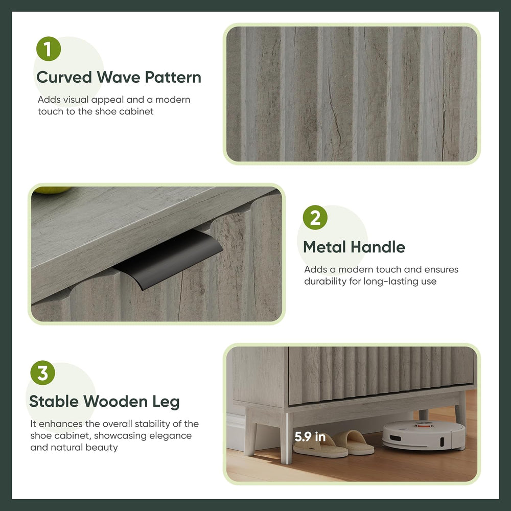 Smart FENDEE 31.5''W Shoe Cabinet for Entryway with 2 Flip Drawers, N...