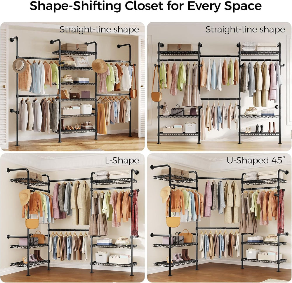 Closet Organizers and Storage, 3-Row Heavy Duty Garment Rack Clothes Rack for...