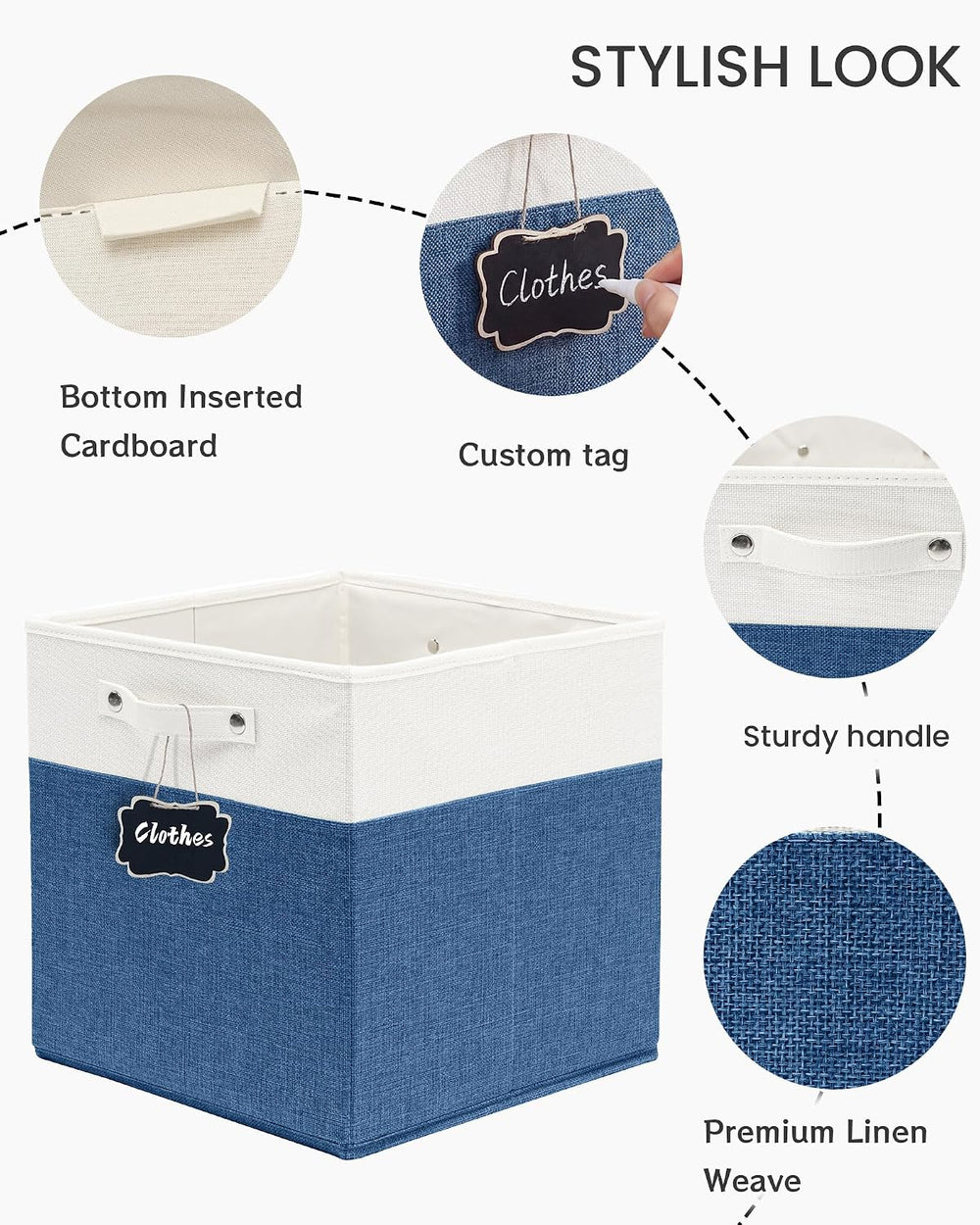 FinishingBo 13 inch Cube Storage Bins with Handles 6 Pack