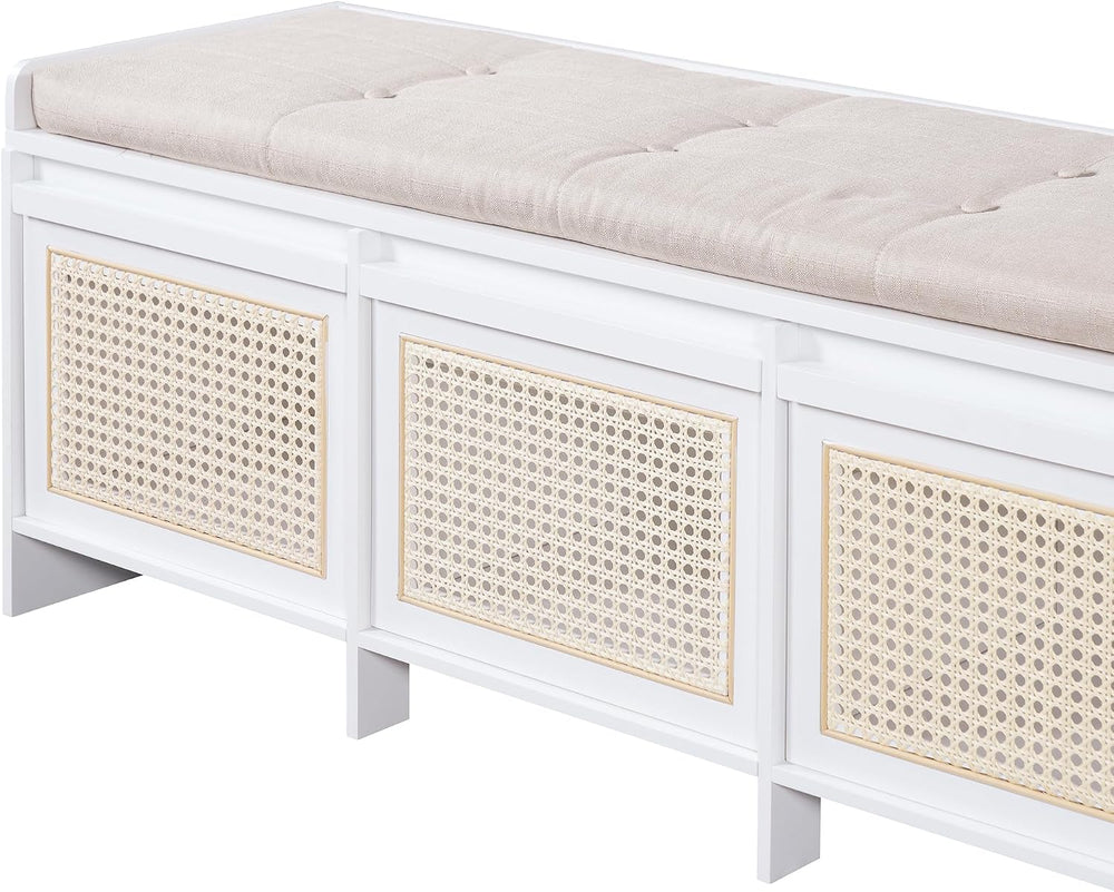 SOFTSEA 48" Shoe Storage Bench with Cushion, 2-Tier Entryway Bench with ...